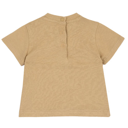 Boys Beige Typography Printed T-shirt