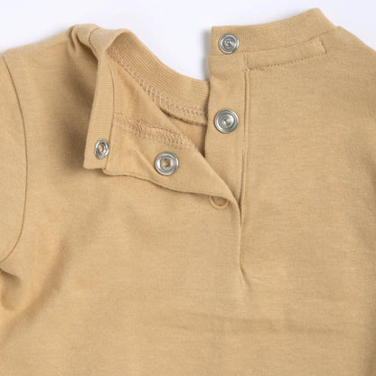 Boys Beige Typography Printed T-shirt