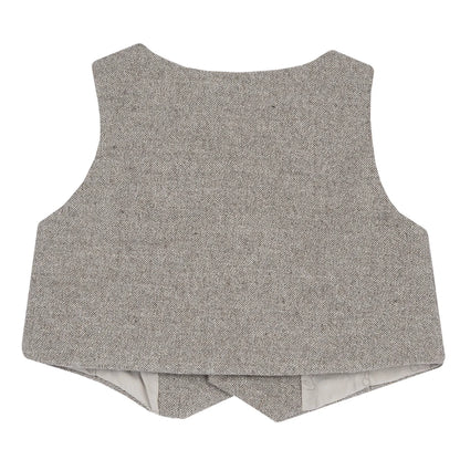 Boys Beige V-Neck Sleeveless Waistcoat