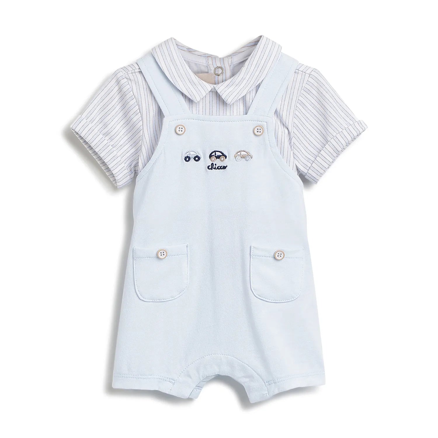 Boys Blue Applique Short Sleeve Romper