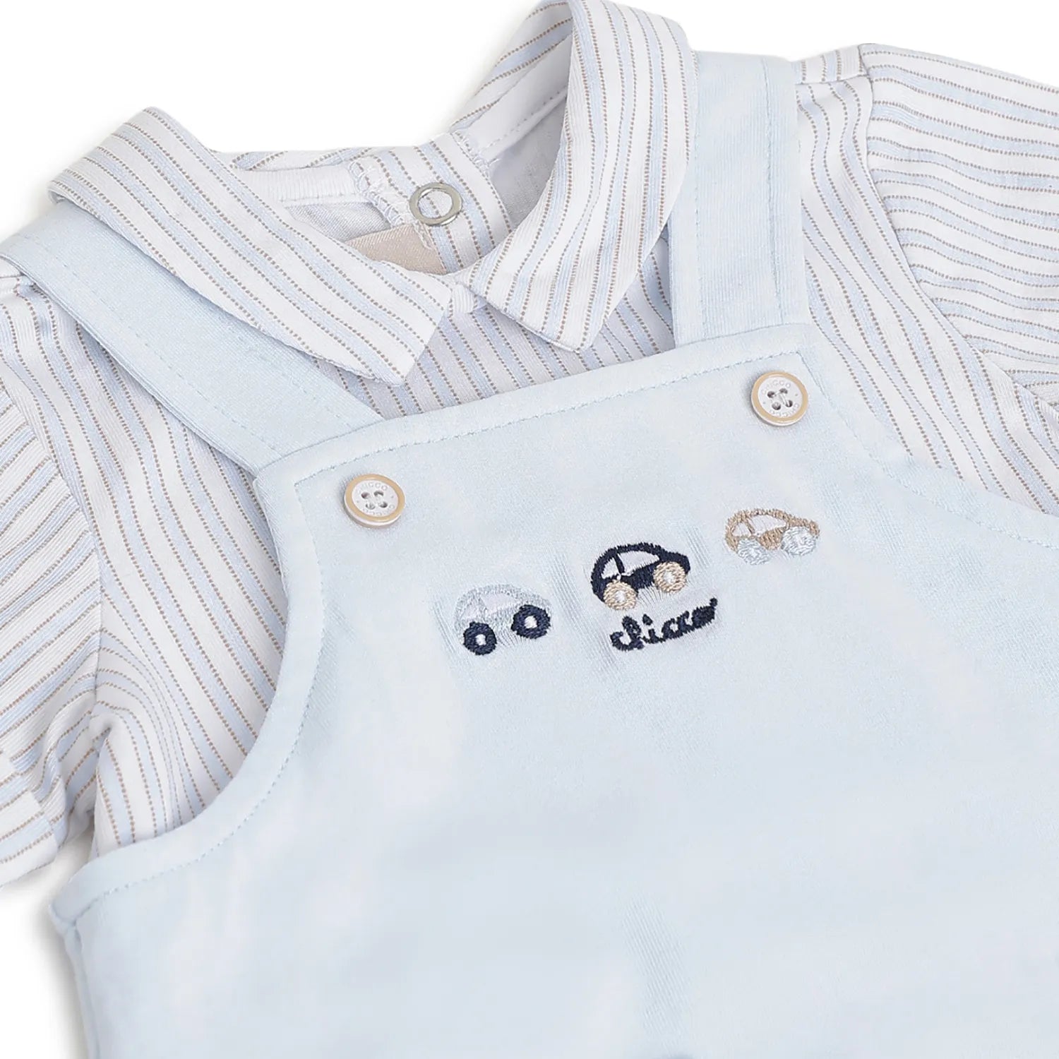 Boys Blue Applique Short Sleeve Romper