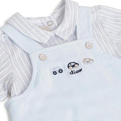 Boys Blue Applique Short Sleeve Romper