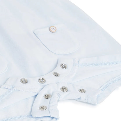 Boys Blue Applique Short Sleeve Romper