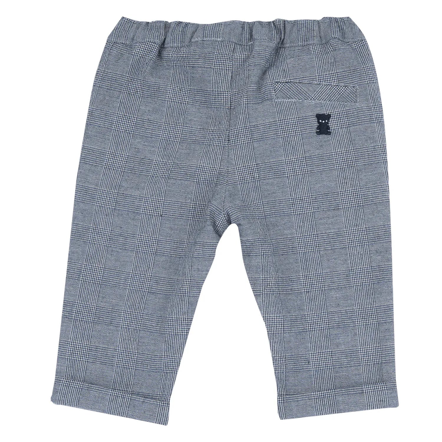 Boys Blue Checked Cotton Trouser