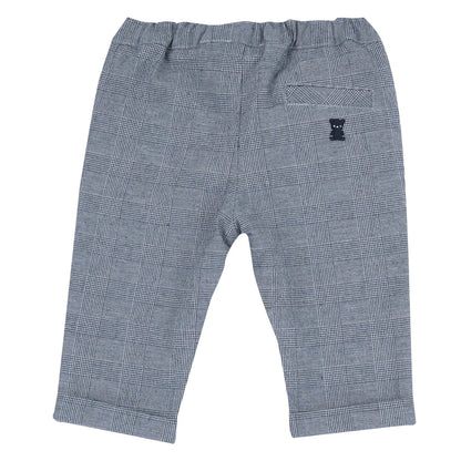Boys Blue Checked Cotton Trouser