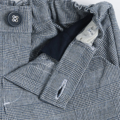 Boys Blue Checked Cotton Trouser