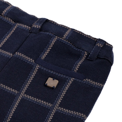 Boys Blue Checked Trousers