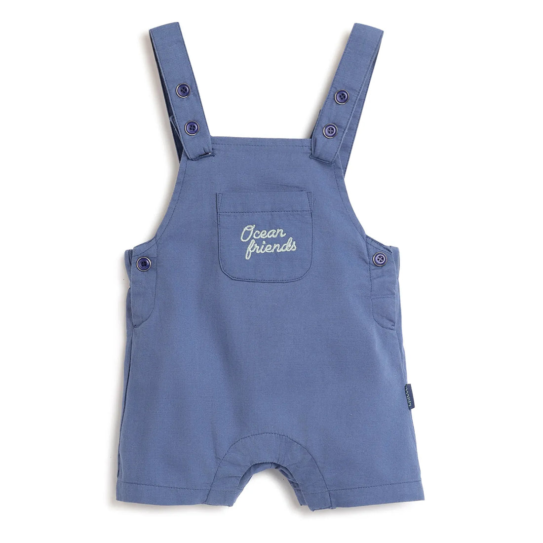 Boys Blue Cotton Dungarees