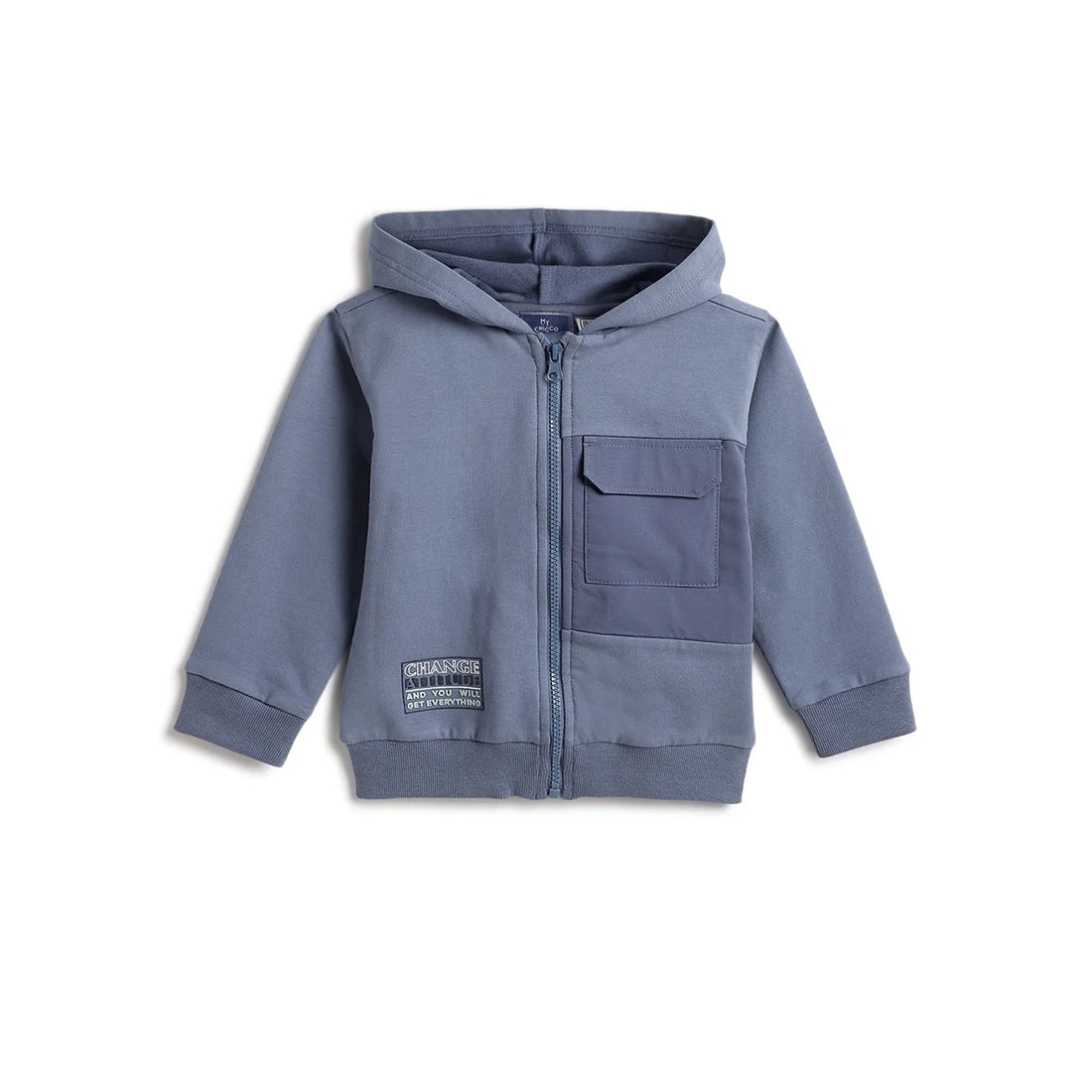 Boys Blue Cotton Hooded Cardigan