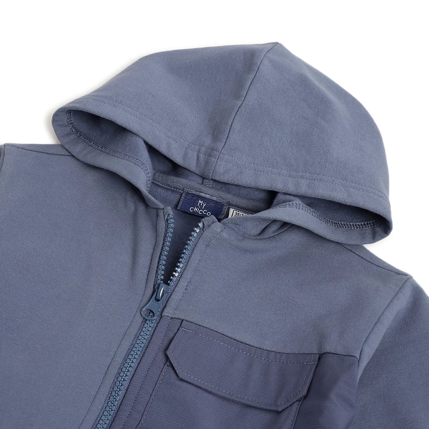 Boys Blue Cotton Hooded Cardigan