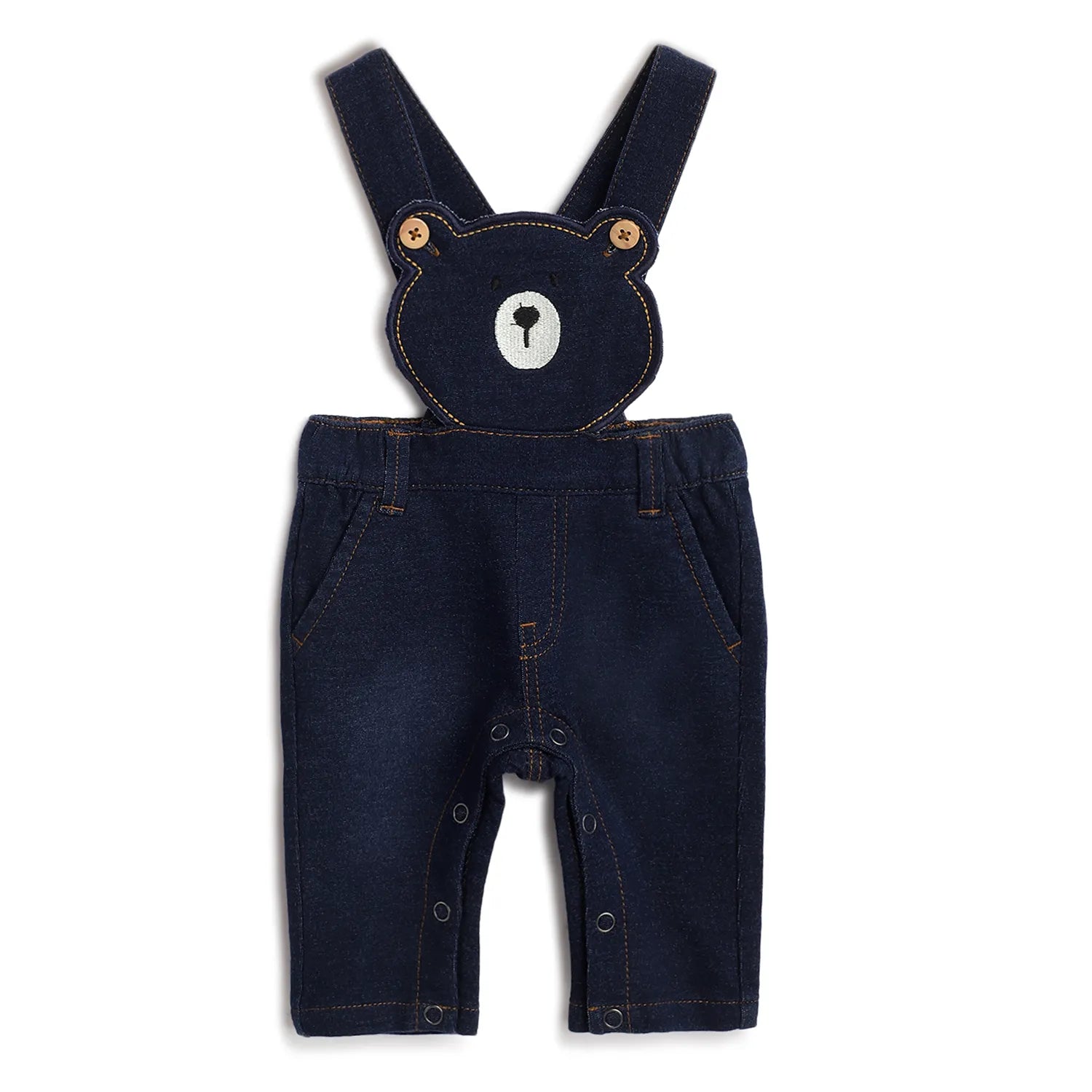 Boys Blue Embroidered Dungaree