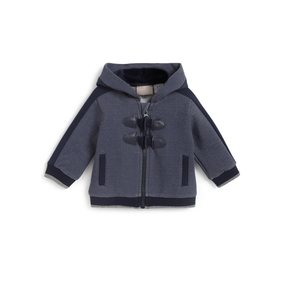 Boys Blue Embroidered Open Front Jacket