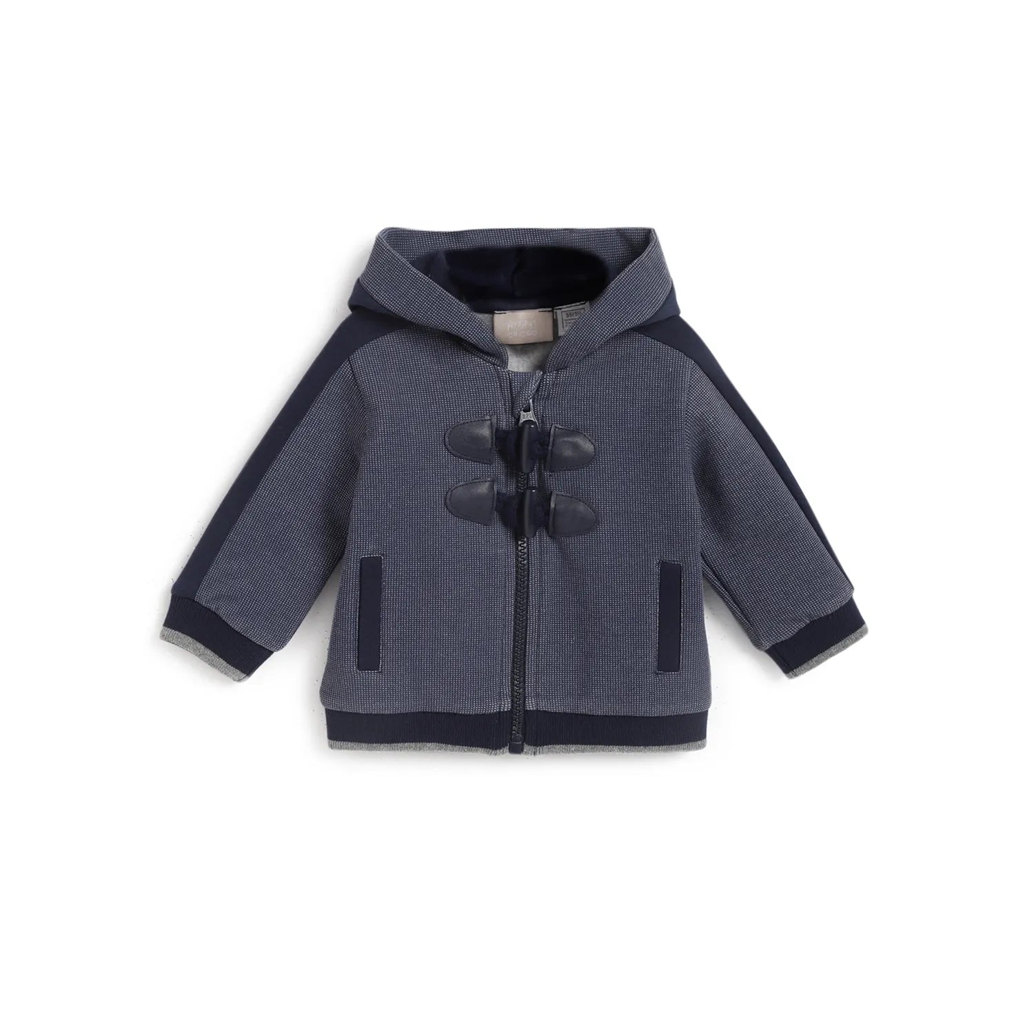 Boys Blue Embroidered Open Front Jacket