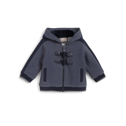 Boys Blue Embroidered Open Front Jacket