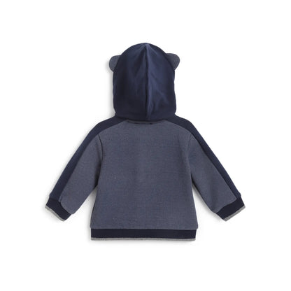 Boys Blue Embroidered Open Front Jacket