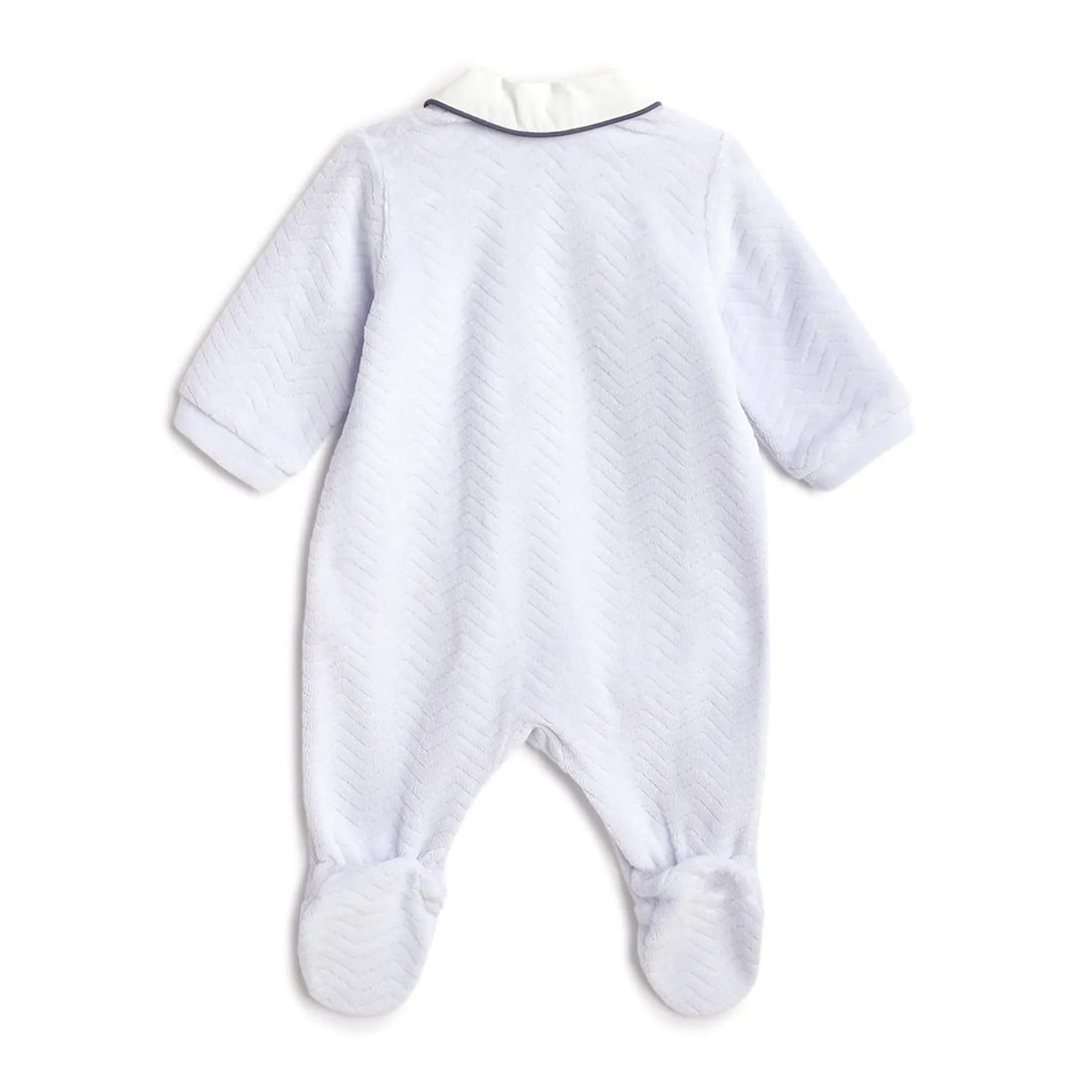 Boys Blue Embroidered Front Opening Babysuit