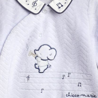 Boys Blue Embroidered Front Opening Babysuit