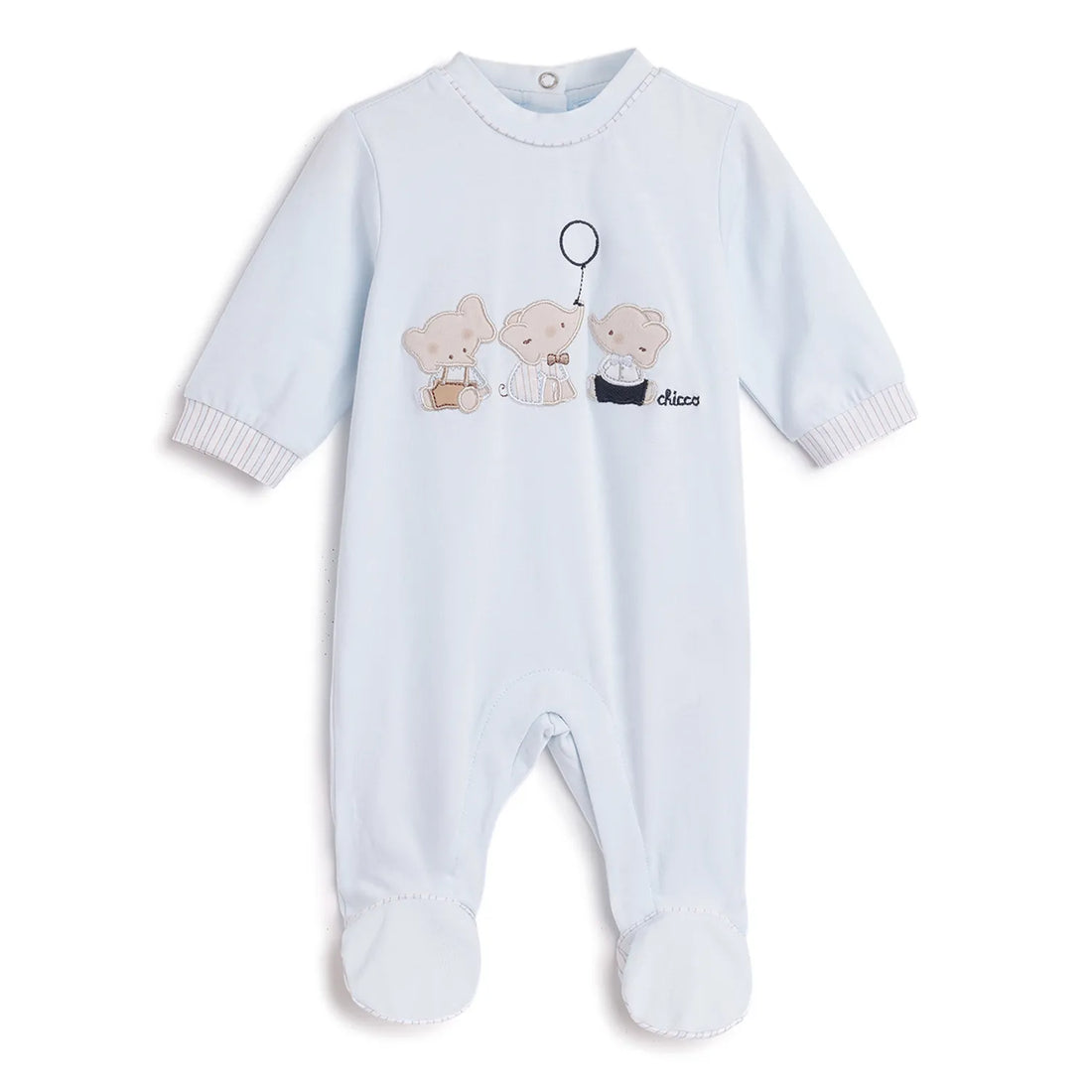 Boys Blue Embroidered Leg Opening Babysuit