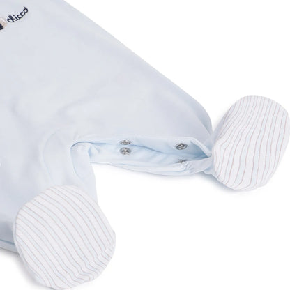 Boys Blue Embroidered Leg Opening Babysuit