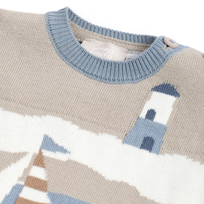 Boys Blue Embroidered Pullover