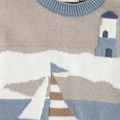 Boys Blue Embroidered Pullover