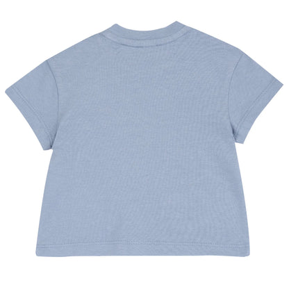 Boys Blue Embroidered Round Neck T-shirt