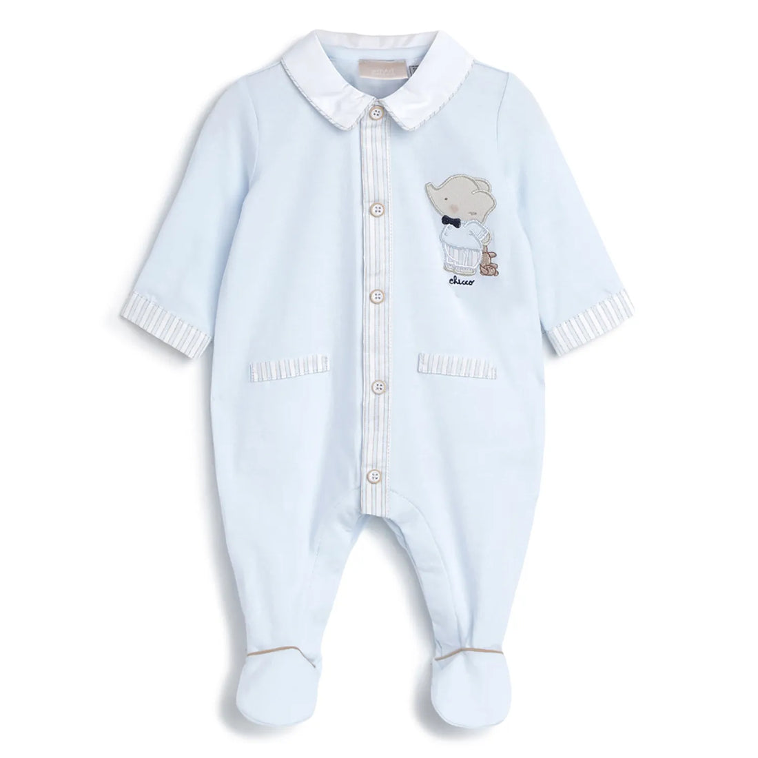 Boys Blue Front Opening Babysuit