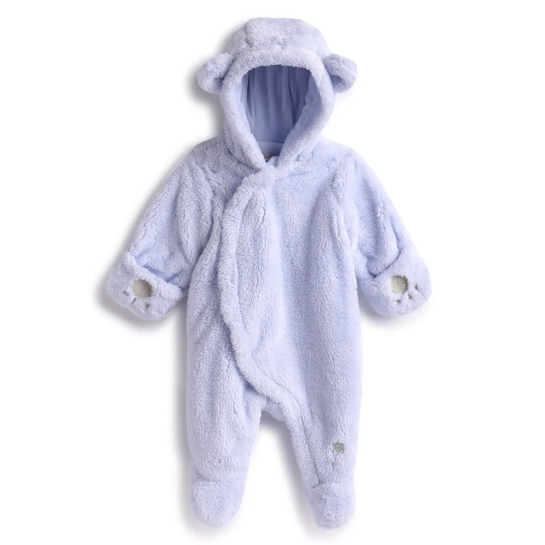 Boys Blue Hooded Front Opening Babysuit