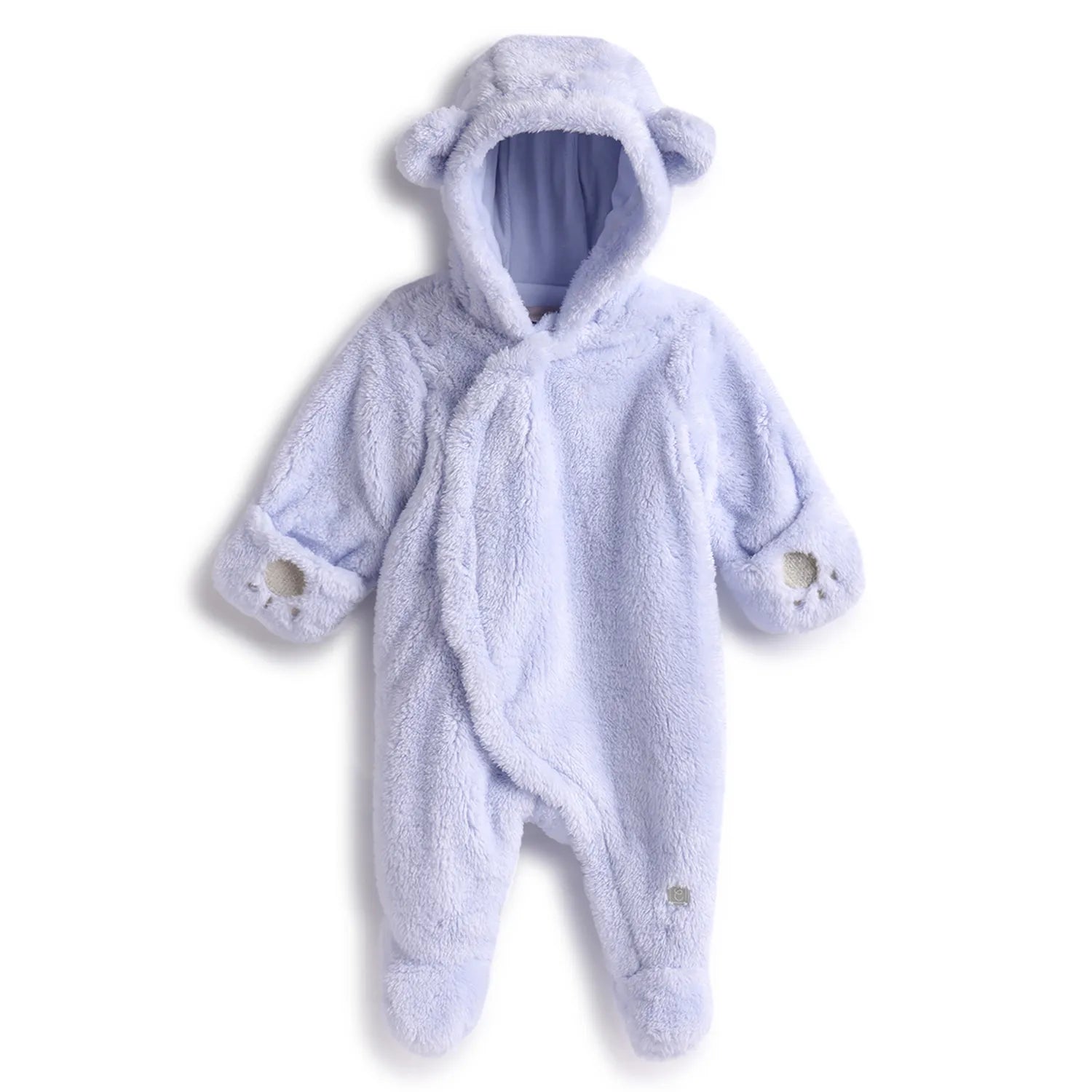Boys Blue Hooded Front Opening Babysuit
