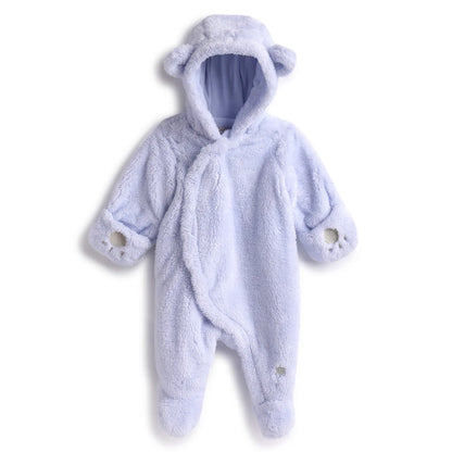 Boys Blue Hooded Front Opening Babysuit