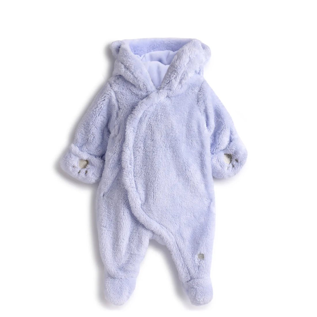 Boys Blue Hooded Front Opening Babysuit