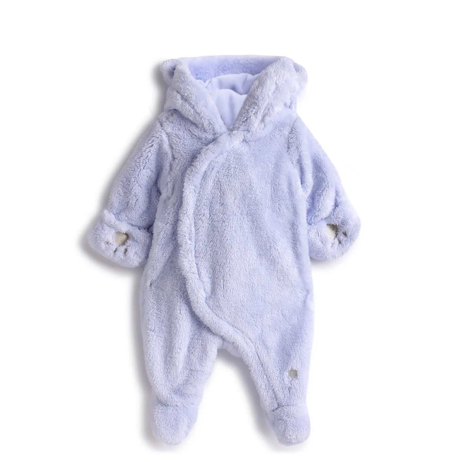 Boys Blue Hooded Front Opening Babysuit