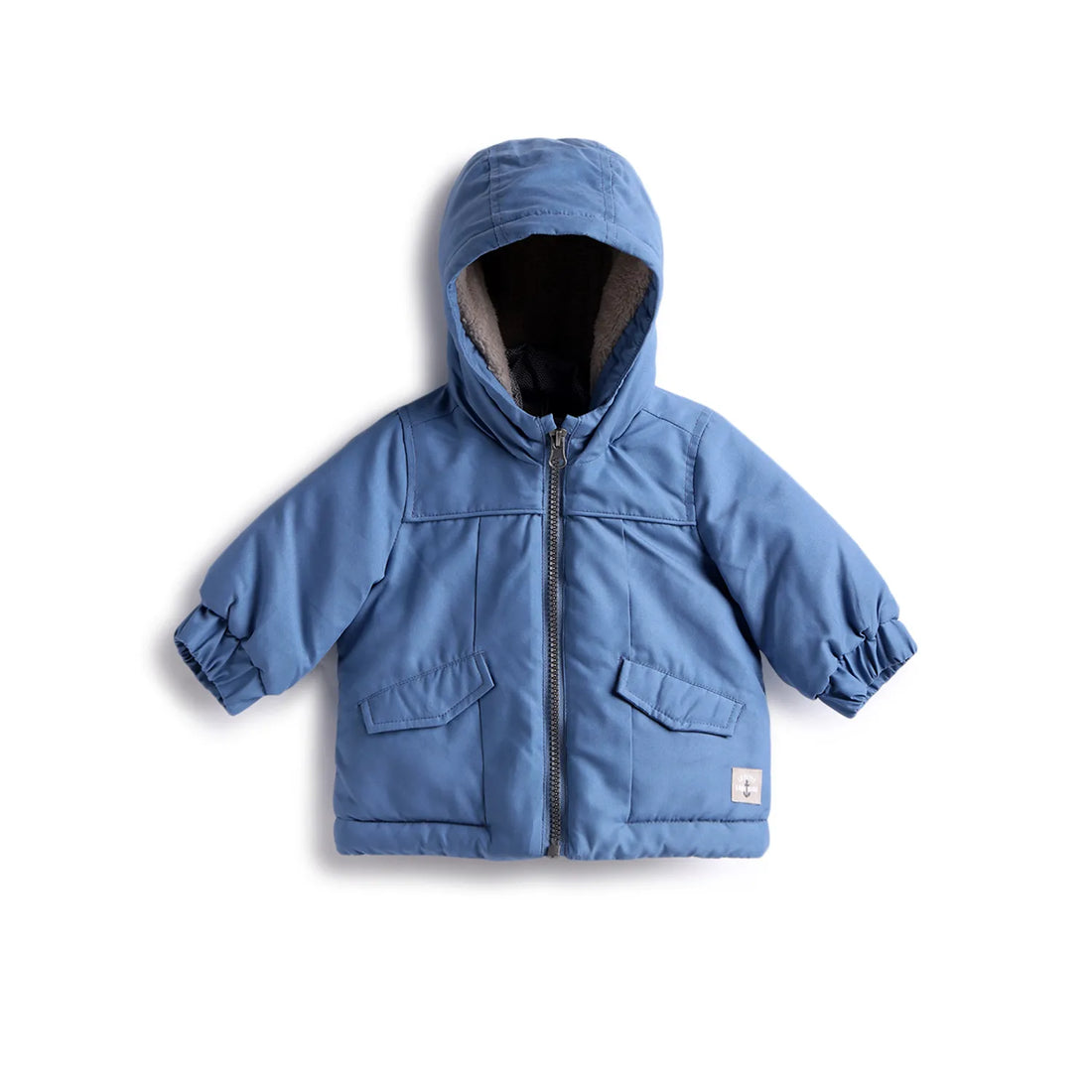 Boys Blue Hooded Open Front Jacket