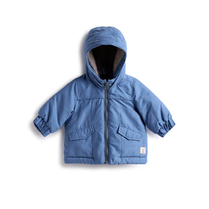 Boys Blue Hooded Open Front Jacket