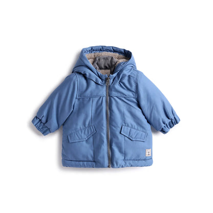 Boys Blue Hooded Open Front Jacket