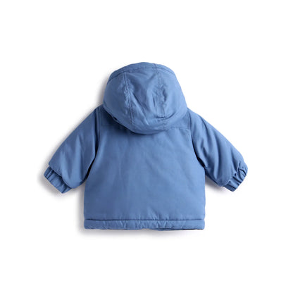 Boys Blue Hooded Open Front Jacket