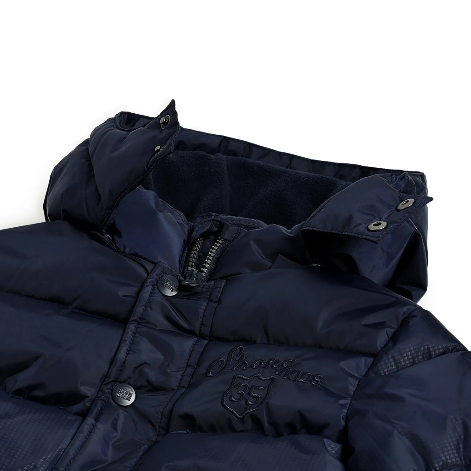 Boys Blue Hooded Solid Jacket