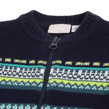 Boys Blue Printed Cardigan