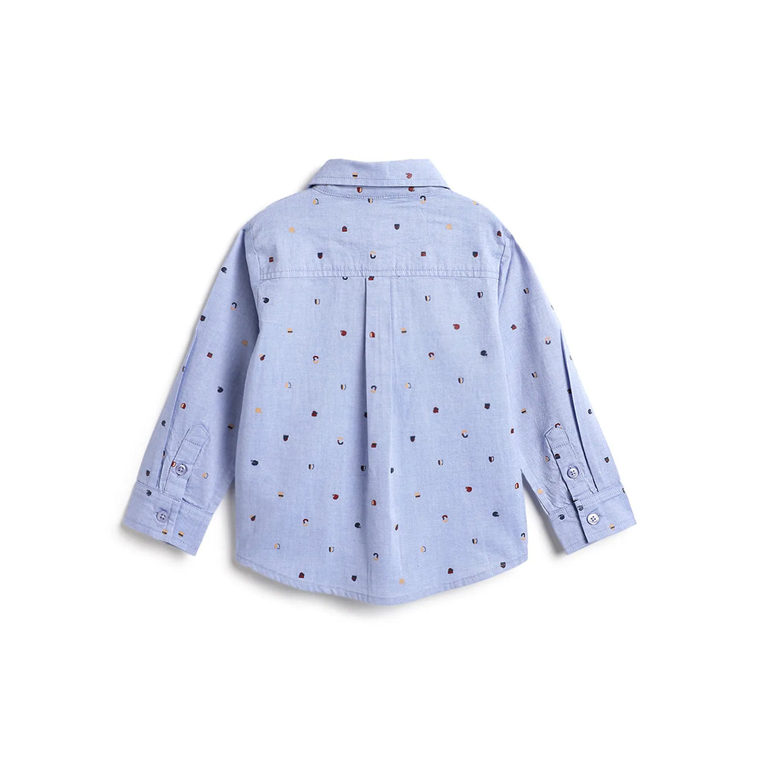 Boys Blue Printed Cotton Shirt