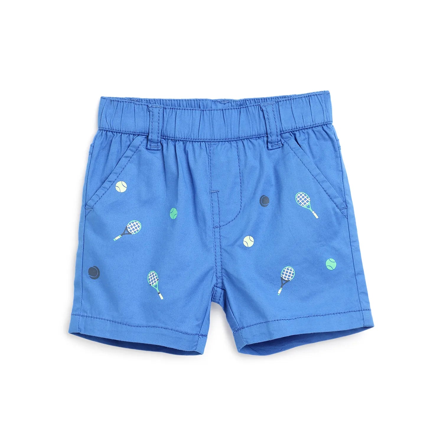 Boys Blue Printed Cotton Shorts