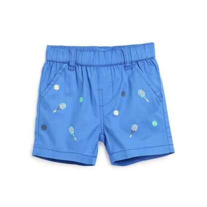 Boys Blue Printed Cotton Shorts