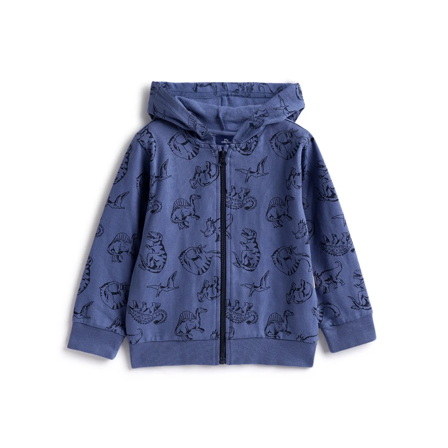 Boys Blue Printed Hooded Cardigan