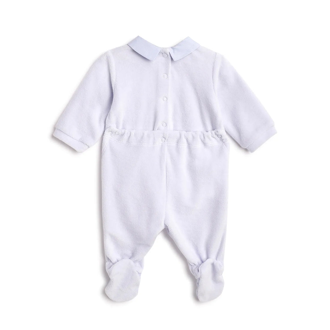 Boys Blue Printed Nappy Opening Babysuit