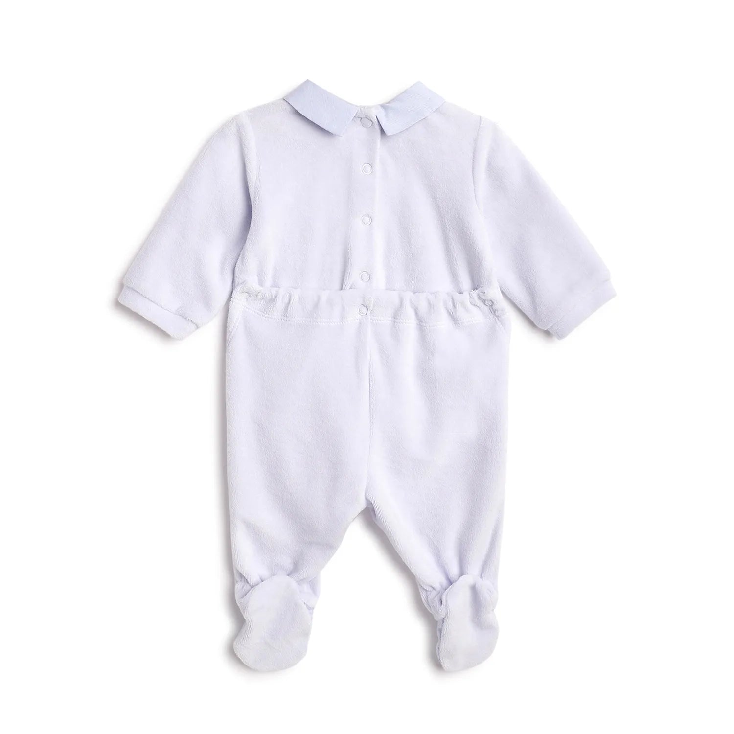 Boys Blue Printed Nappy Opening Babysuit