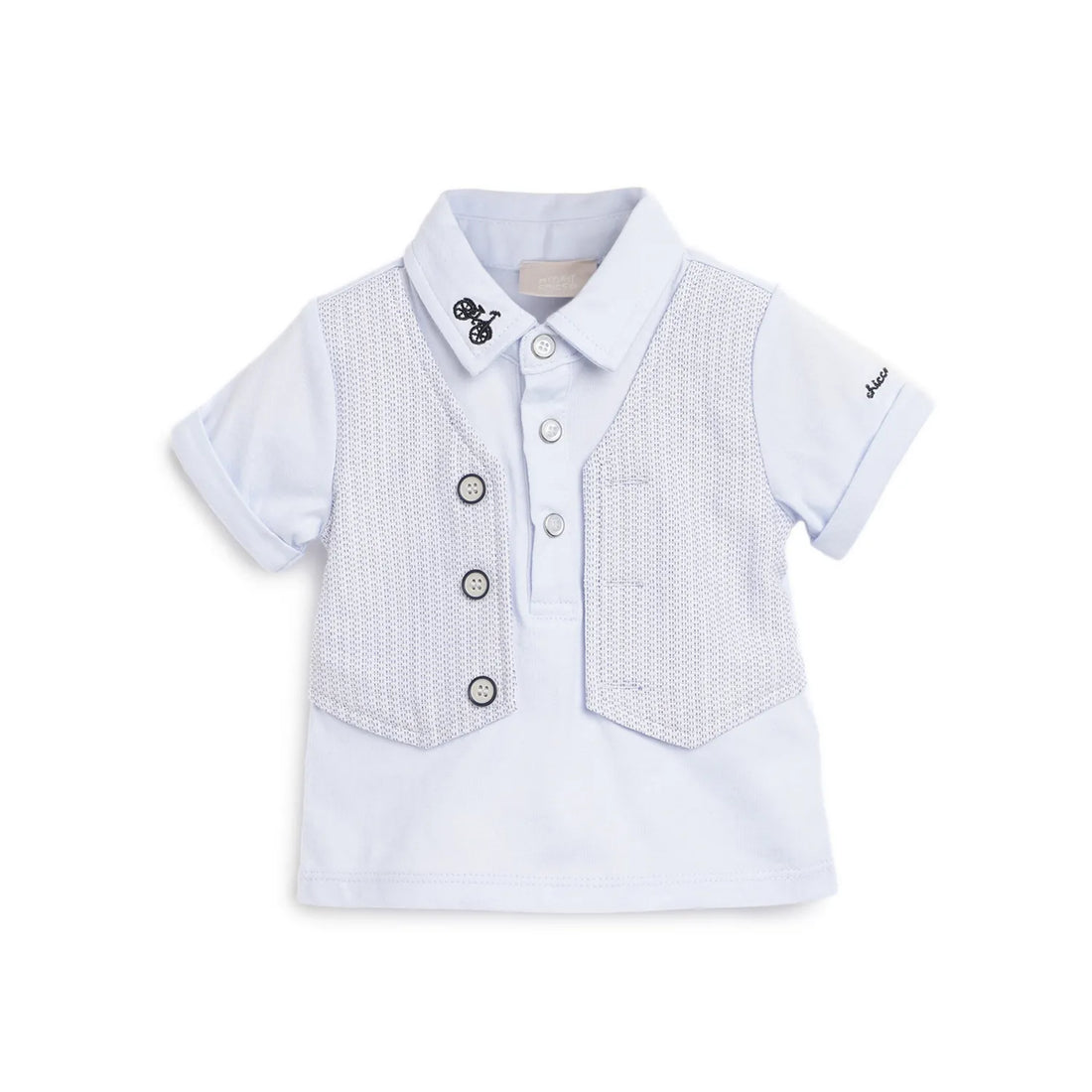 Boys Blue Printed Polo T-shirt