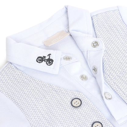 Boys Blue Printed Polo T-shirt