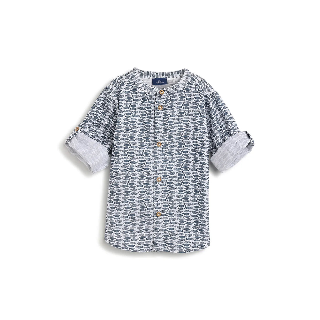 Boys Blue Printed Shirt