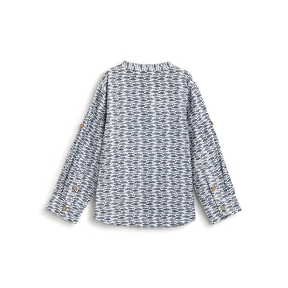 Boys Blue Printed Shirt