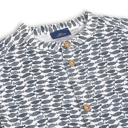 Boys Blue Printed Shirt