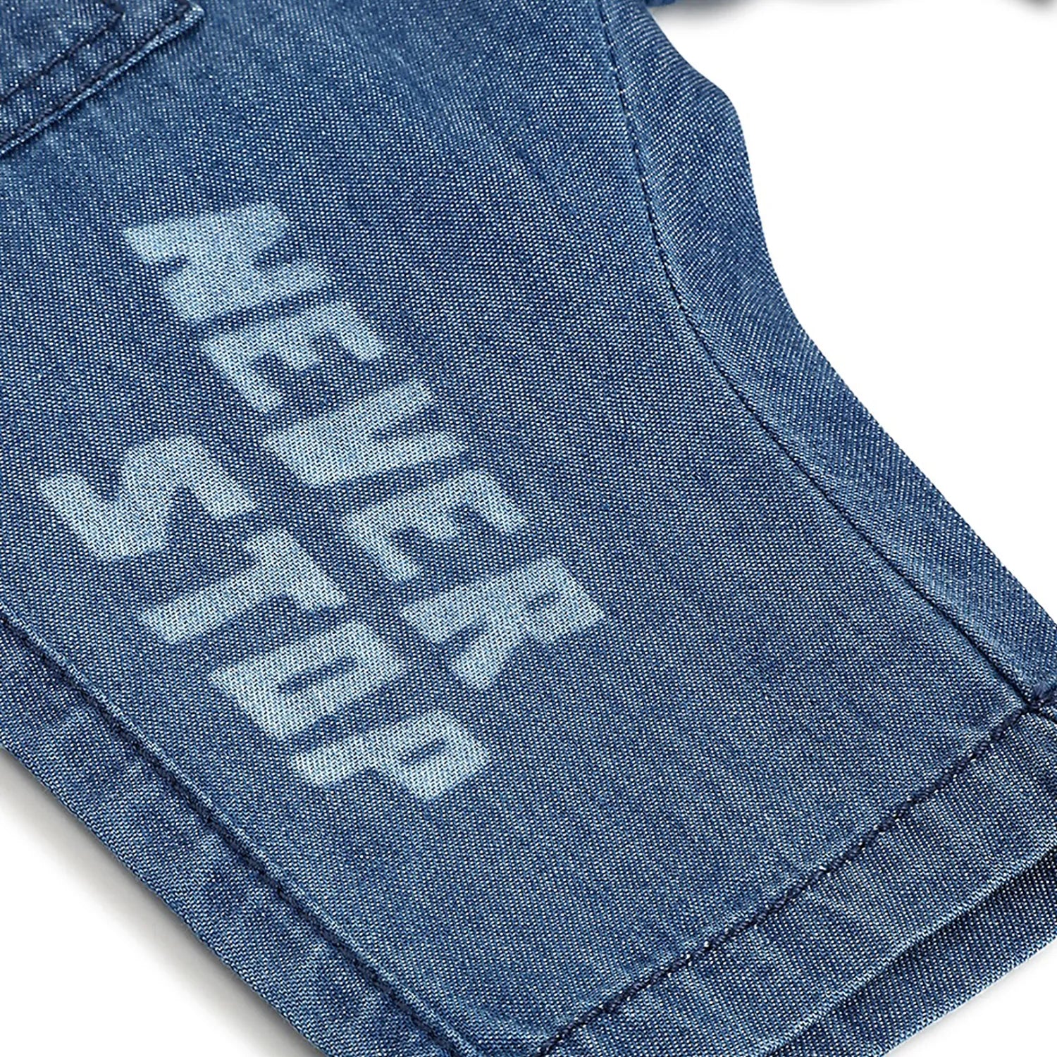 Boys Blue Printed Stretchable Jeans